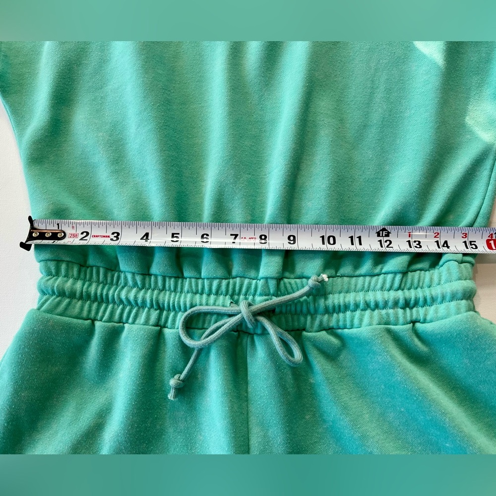Blush Clothing Sea Foam Mineral Wash Green Romper Open Back - Picture 9 of 16